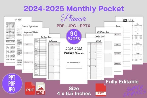 Download 2024-2025 Monthly Pocket Planner 2 Years - 2 years Collection