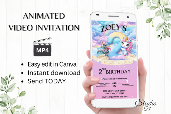 Download Unicorn Birthday Invitation 2 Years Old - 2 years Collection